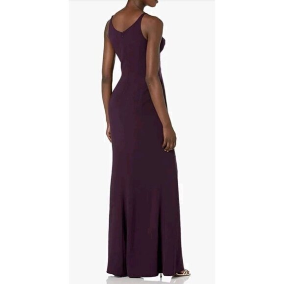 Dress the Population Trumpet Fit-and-Flare Maxi Dress Gown Purple Eggplant Plum - Picture 2 of 16